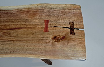 Black walnut live edge slab and rosewood keys (Item: CTB2L1) Detail #2